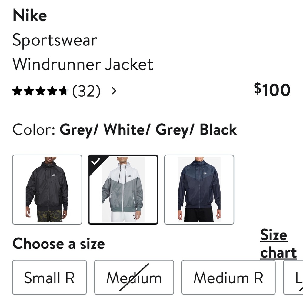 EUC Nike Men Sportwear Windrunner Jacket Size M in Grey/White/Black Combo - Picture 13 of 13